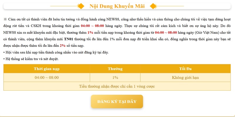 Chi tiết về chương trình khuyến mãi hoàn trả New88